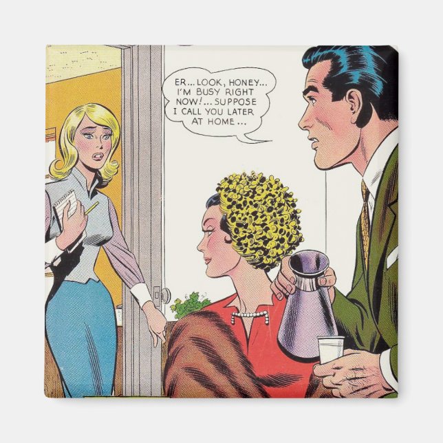 "Je suis occupé en ce moment" Magnet de style rétr (Devant)