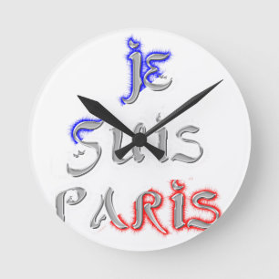 Je Suis Paris Art Print Round Clock