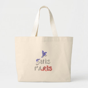 Je Suis Paris I love Paris Large Tote Bag