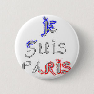 Je Suis Paris I Love Paris Text Art Print 2 Inch Round Button