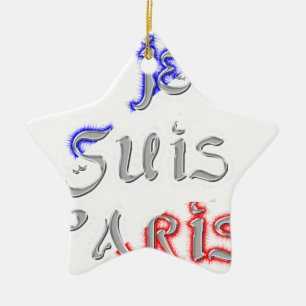 Je Suis Paris I Love Paris Text Art Print Ceramic Ornament