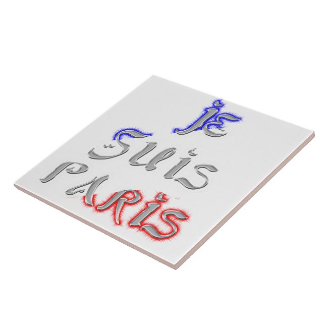Je Suis Paris I Love Paris Text Art Print Tile (Side)