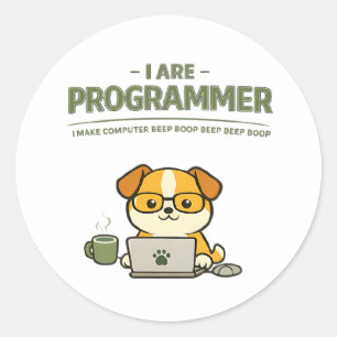 Je Suis Programmeur Drôle Autocollant Rond Classiq