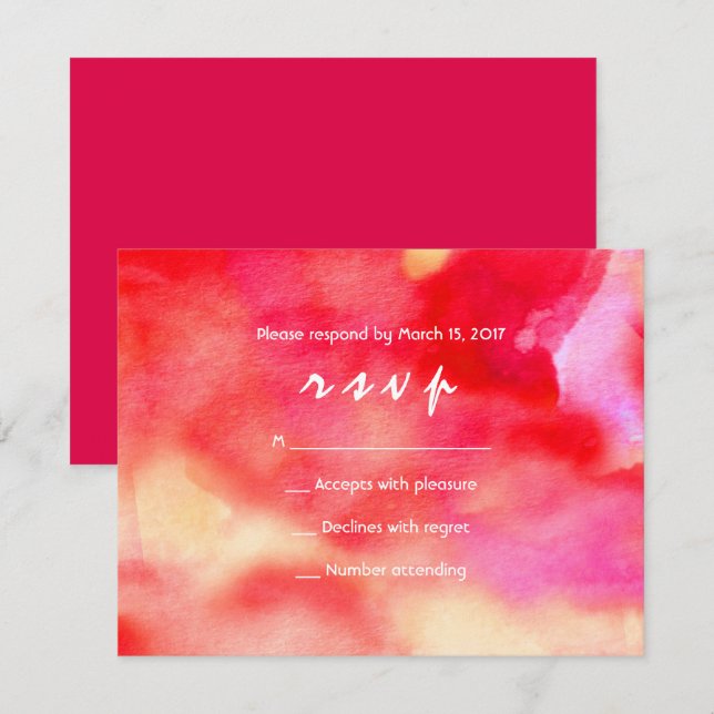 Je SUIS RED WATERCOLOR Bat mitzvah Invitation (Devant / Derrière)