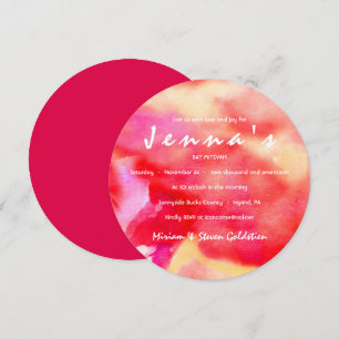 Je SUIS RED WATERCOLOR Bat mitzvah Invitation