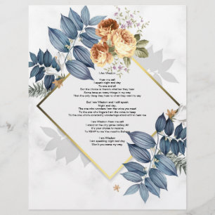 Je Suis Sisdom Poem Linen Papier Floral Design