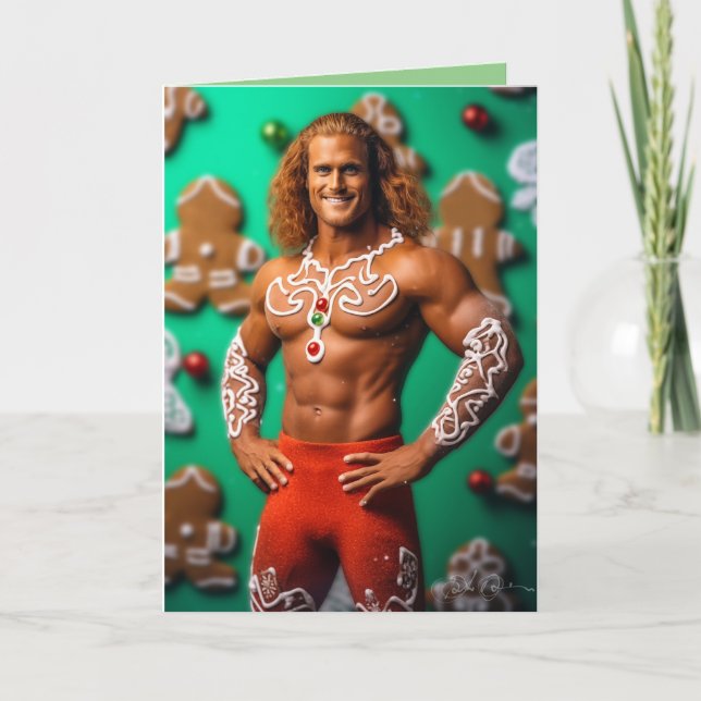 Je suis ta carte de vacances pliée homme en pain d (Devant)