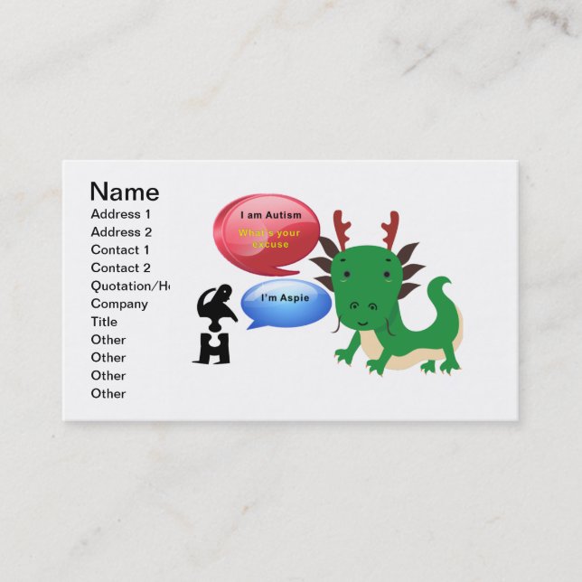 Je suis un Carte de visite autiste (Devant)