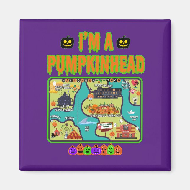 Je suis un Citrouille Head Magnet avec carte (Devant)