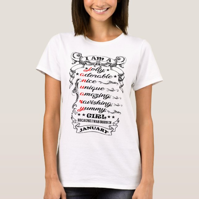 Je suis un T-shirt de femme de janvier (Devant)