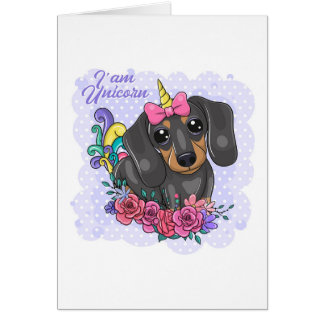 Je suis une carte de voeux Unicorn Dachshund