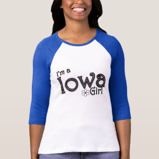 Je suis une fille de l'Iowa, fleur, T-shirt bleu