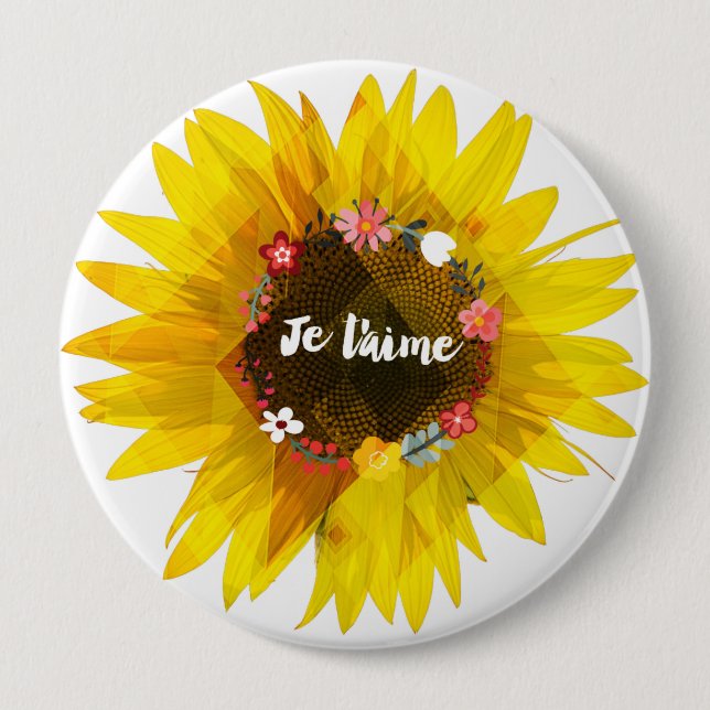 Je T’aime 4 Inch Round Button (Front)
