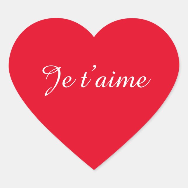 Je t’aime I Love You Cute French Heart Sticker (Front)