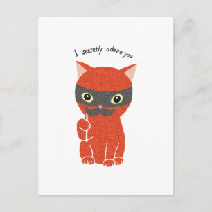 Je t'admire en secret, carte postale de chat migno