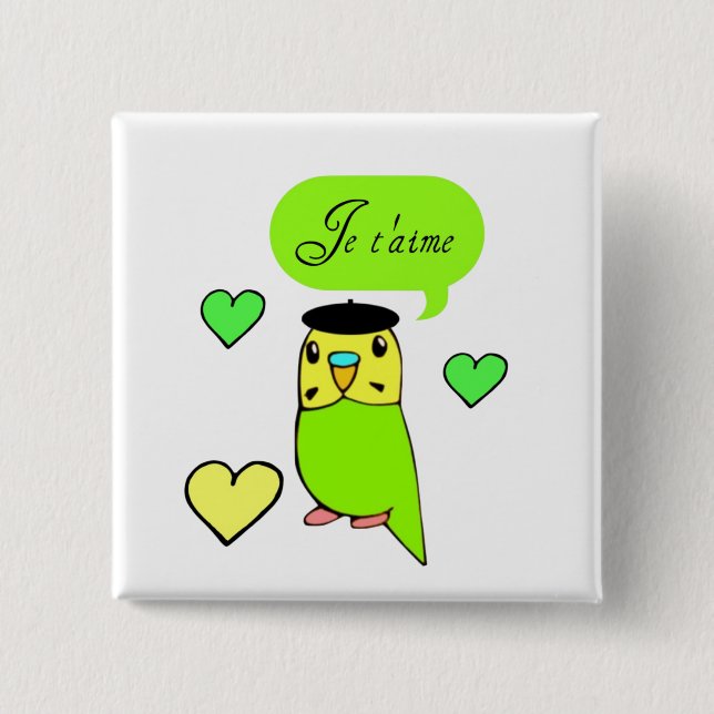 Je t'aime 2 inch square button (Front)