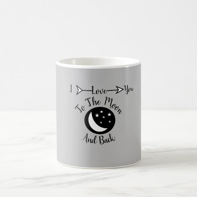 Je t'aime à la lune et à la tasse de dos (Centre)