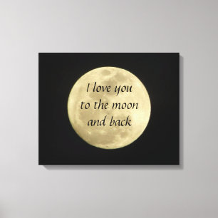Je t'aime à la lune et à la toile d'art arrière