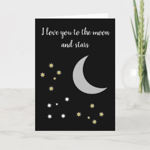 Je t'aime à la lune et aux étoiles - carte de voeu