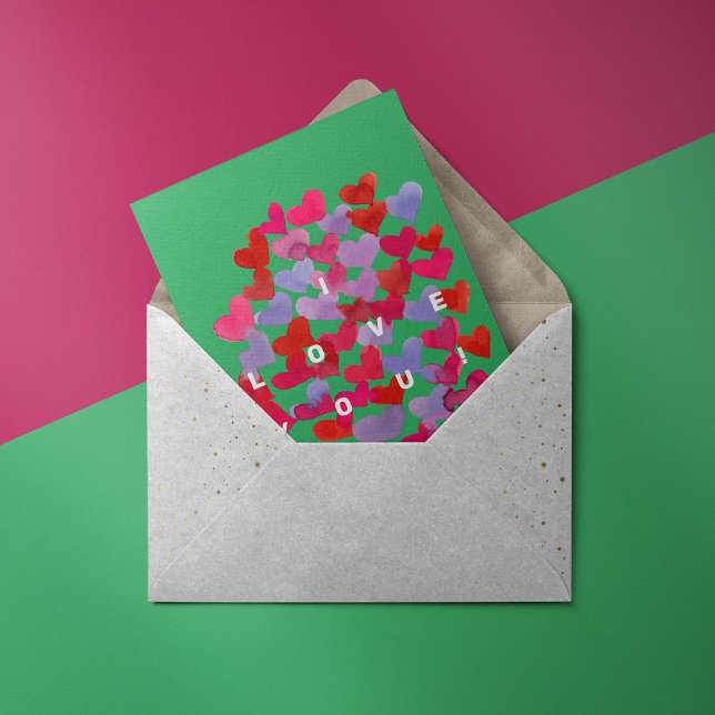 Je t'aime aquarelle coeur motif Carte (Créateur téléchargé)