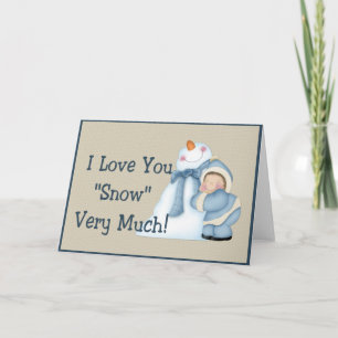 Je T'Aime Beaucoup "Neige" ! Carte de voeux Snowma