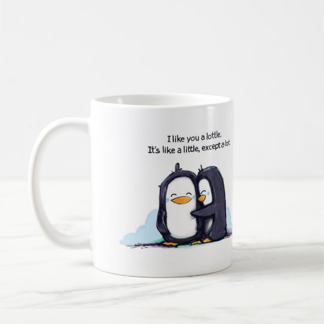 Je t'aime bien une lotte pingouins - Mug (Gauche)