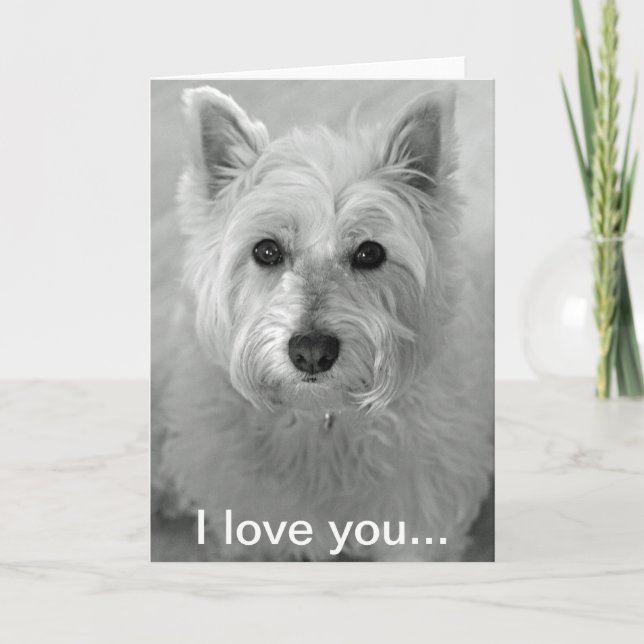Je t'aime carte - carte mignonne de chien de (Devant)