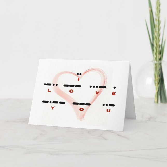 JE T'AIME - Carte Code Morse & Lettres (Devant)