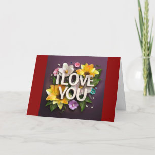 Je t'aime Carte d'amour des fleurs de carte Valent