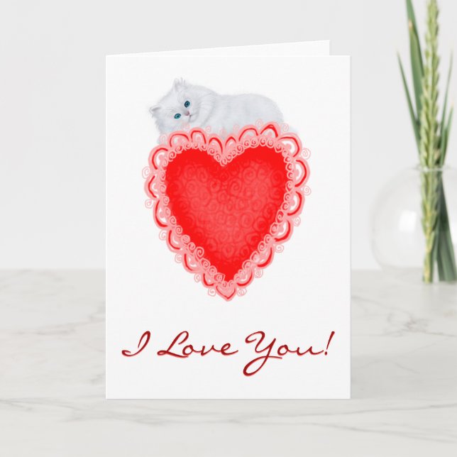 Je T'Aime Carte Heart Kitten (Devant)