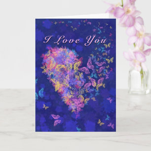 Je t'aime Carte Papillon amour coeur