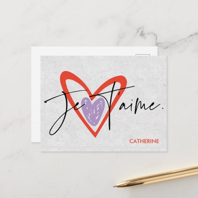 Je T'Aime Cartes Postales, Amour (Devant/Arrière en situation)