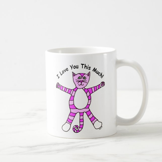 "Je t'aime cette tasse beaucoup" rose de chat (Droite)