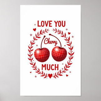 Je t'aime Cherry Much Affiche d'impression Rouge D