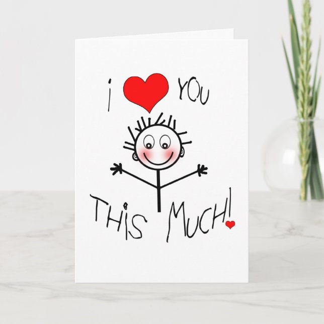 JE T'AIME CHIFFRE CARTE DE BÂTON D'HUMOUR - (Devant)