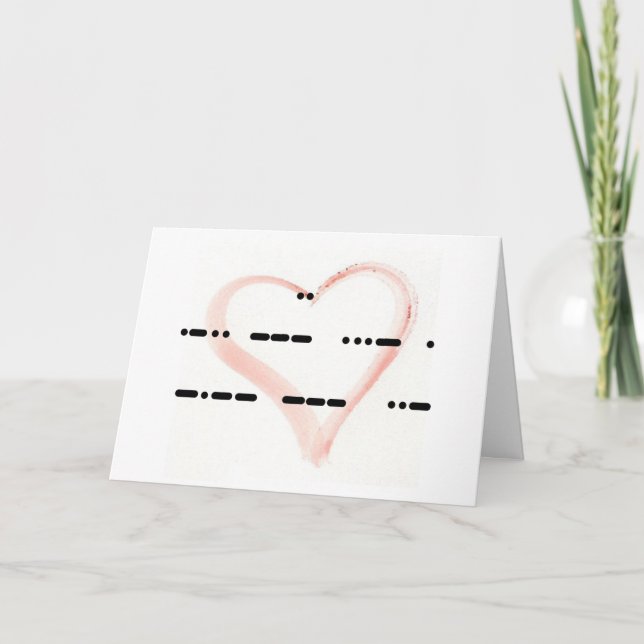 Je t'aime Code Morse avec carte de cœur à l'aquare (Devant)