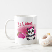 Je t'aime Cute Little Panda Café Mug