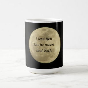 Je t'aime dans la lune et la tasse arrière