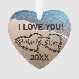 Je T'Aime ! Deux Coeurs En Ornement De Sable