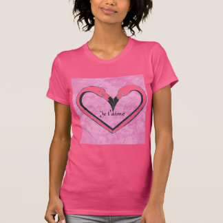 Je t'aime,Flamingo Kiss Heart by SandyCloss T-Shirt