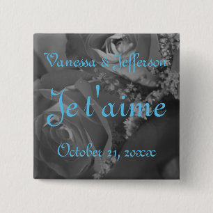 "Je t'aime" (French - "I love you.") 2 Inch Square Button