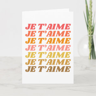 Je T'aime French Love Saying Retro Typography Card