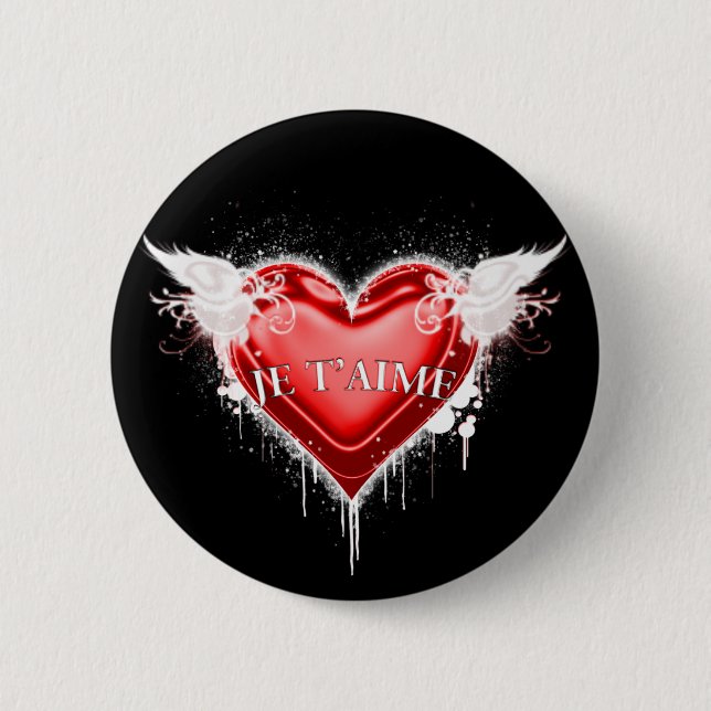 Je t'aime (I love you) 2 Inch Round Button (Front)