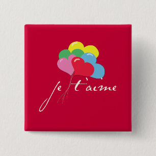 Je' taime (I love you) 2 Inch Square Button
