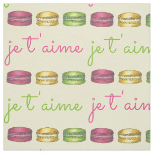 Je T'aime I Love You France French Macaron Pastry Fabric