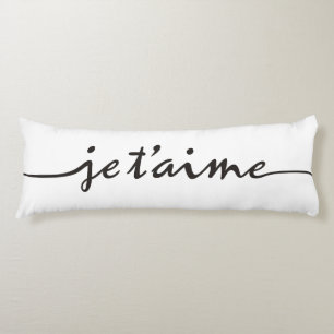 je t'aime - I love you in French - black Body Pillow