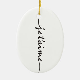 je t'aime - I love you in French - black Ceramic Ornament