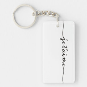 je t'aime - I love you in French - black Keychain