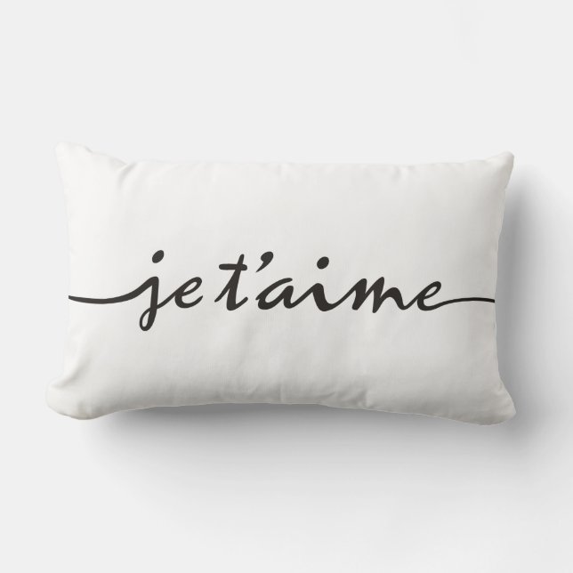 je t'aime - I love you in French - black Lumbar Pillow (Front)