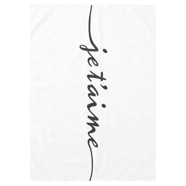 je t'aime - I love you in French - black Tablecloth (Front)